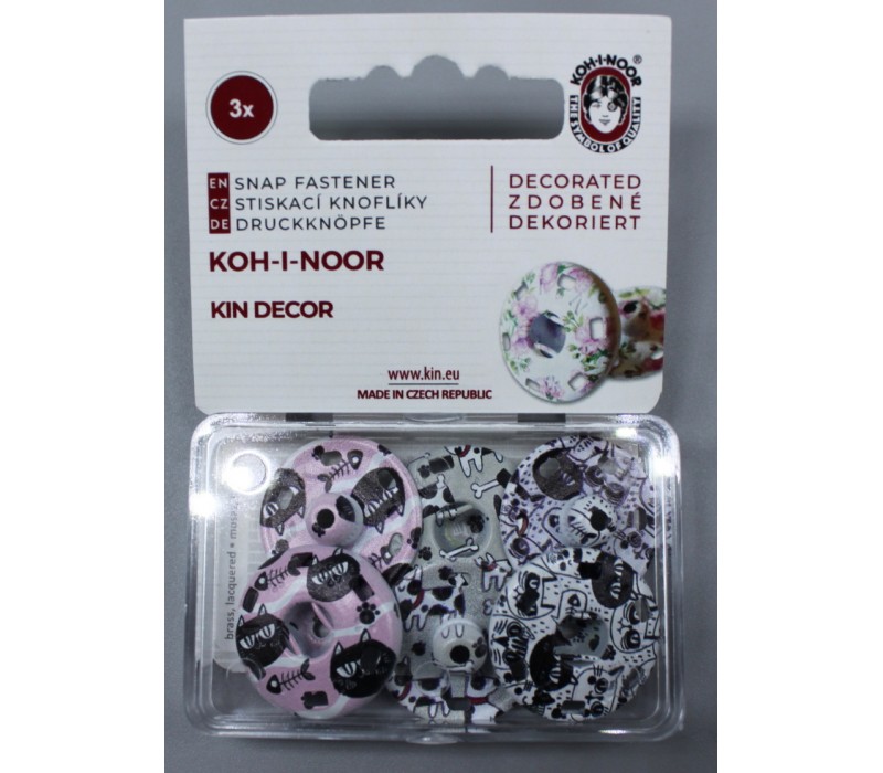 Metal Snap Fasteners - Patterned Coloured - Size 8