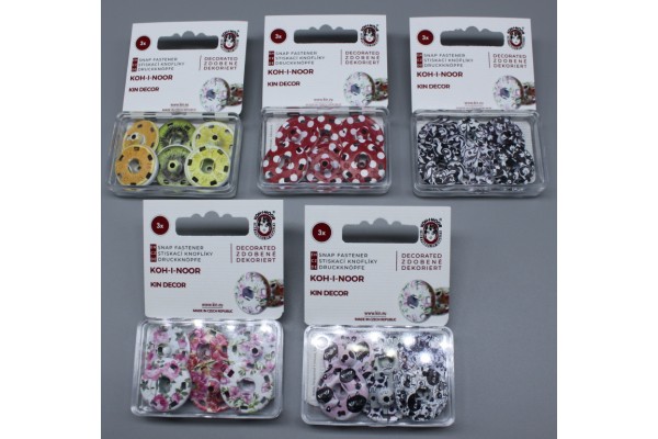 Metal Snap Fasteners - Patterned Coloured - Size 8