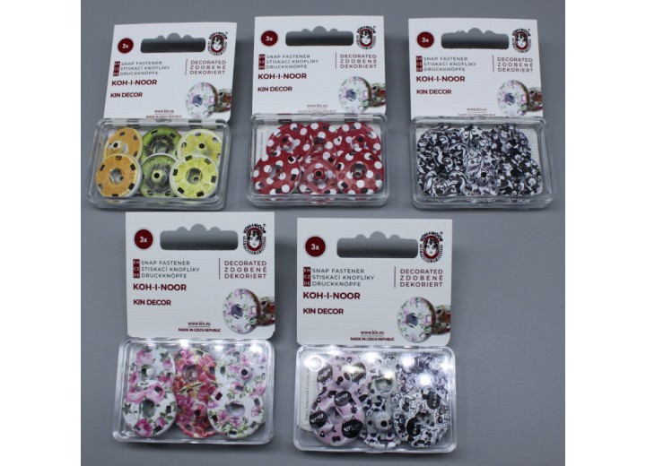 Metal Snap Fasteners - Patterned Coloured - Size 8