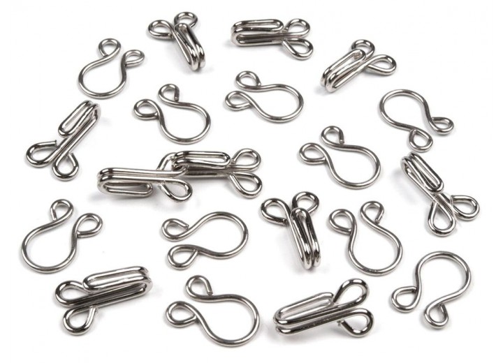 Metal Hook and Eye Fasteners - Size 1 - 15 mm - Large 50 Pack