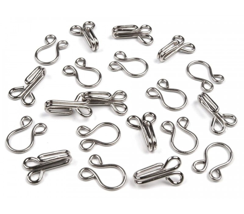 Metal Hook and Eye Fasteners - Size 4 - 12 mm - Pack 10