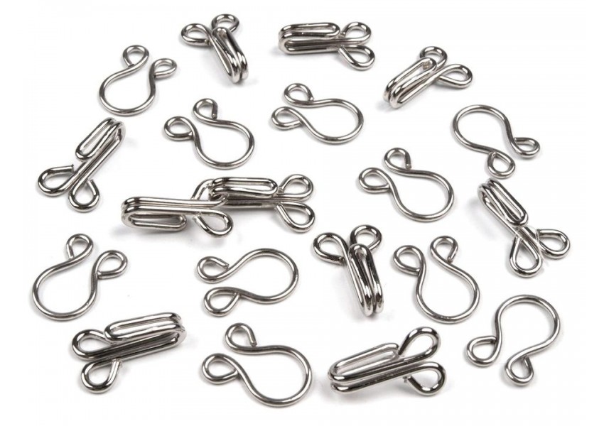 Metal Hook and Eye Fasteners - Size 6 - 10 mm - Pack 10