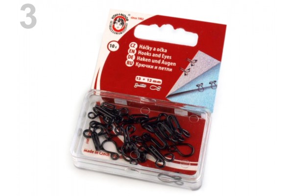 Metal Hook and Eye Fasteners - Size 3 - 13 mm
