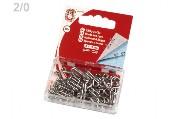 Metal Hook and Eye Fasteners - Size 2/0 - 18 mm