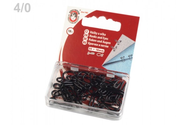 Metal Hook and Eye Fasteners - Size 4/0 - 20 mm - Pack 10