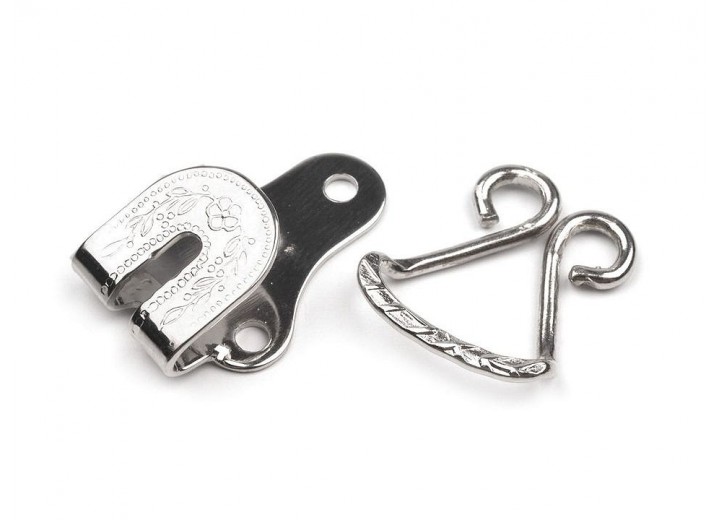 Hook and Bar Fastener - Decorative Nickel