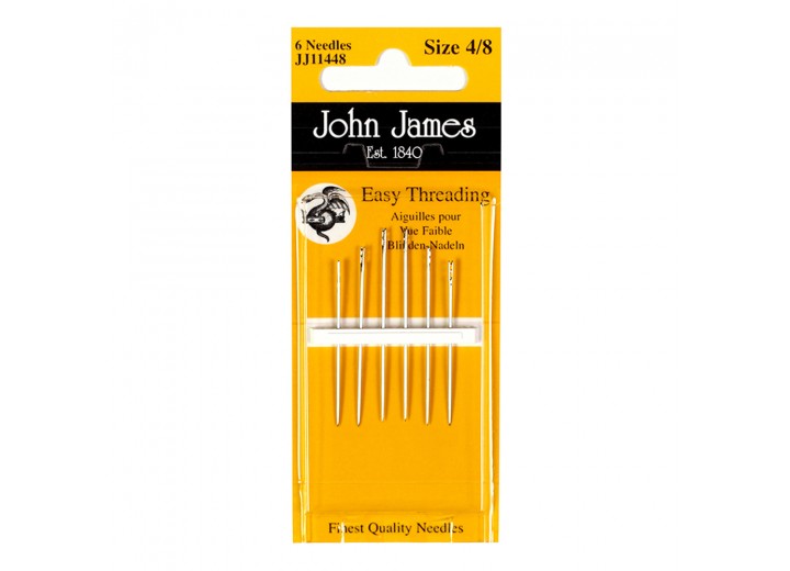 John James Needles - Easy Threading Sewing Needles - Size 4/8