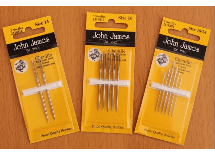 John James Needles - Chenille Needles - Single Size Packs - Size 13, 14, 16, 20, 24, 26 & Assorted Pack 18/24