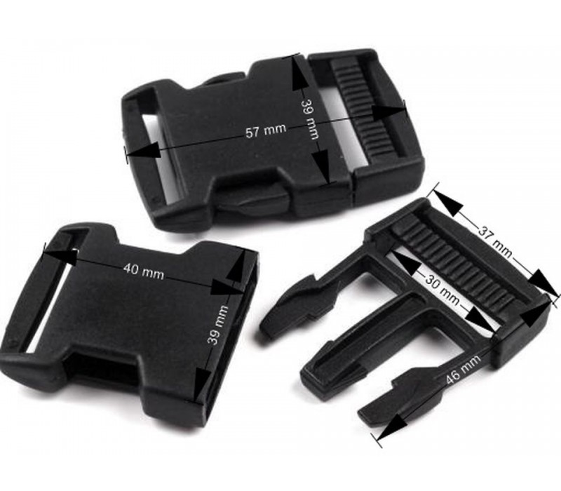 Buckle - Side Release Buckle - 30 mm, with Strap Adjuster (Black or White)