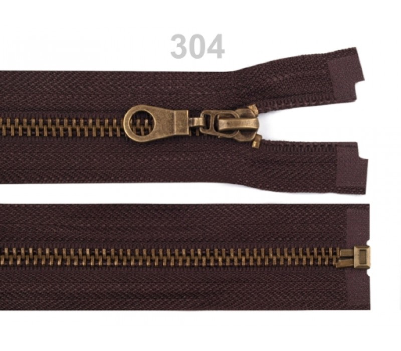 Metal Brass Zip for Jackets - 60 cm (23.6") : (Black or Brown)