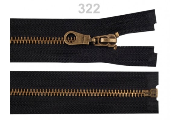 Metal Dark Brass Long Zip for Jackets, Coats, Bags, etc. - 100 cm (39.3") : (Black or Brown)