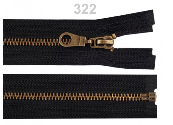 Metal Dark Brass Long Zip for Jackets, Coats, Bags, etc. - 100 cm (39.3") : (Black or Brown)