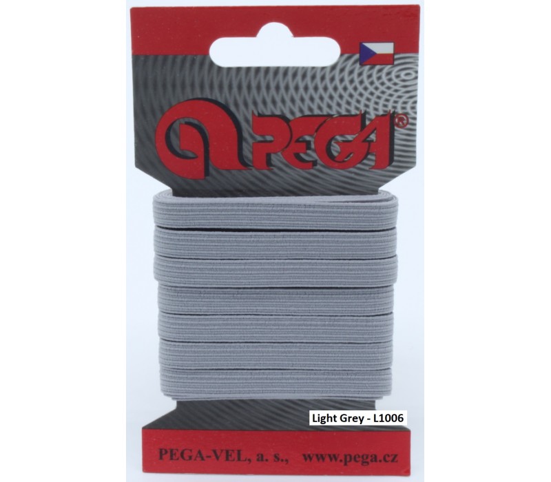 Flat Coloured Elastic - 6.6 mm - 5 m on Card