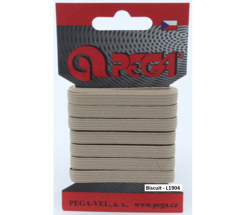 Flat Coloured Elastic - 6.6 mm - 5 m on Card