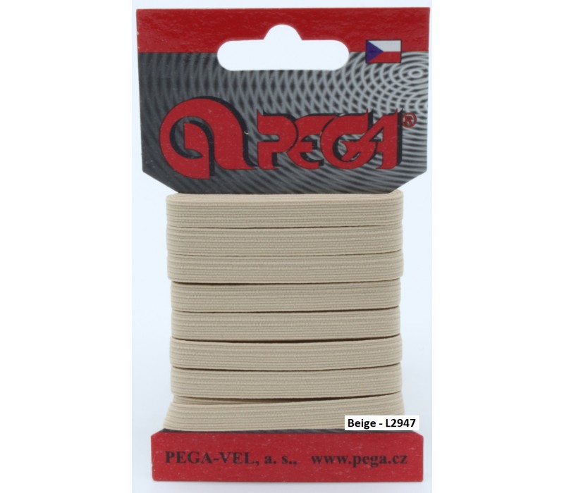 Flat Coloured Elastic - 6.6 mm - 5 m on Card