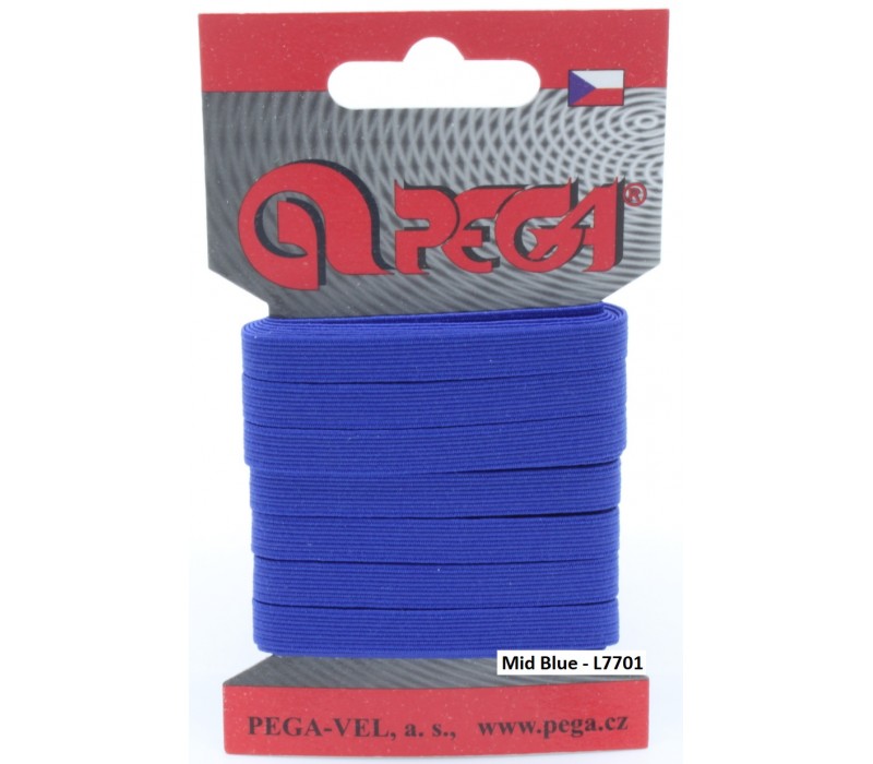 Flat Coloured Elastic - 6.6 mm - 5 m on Card