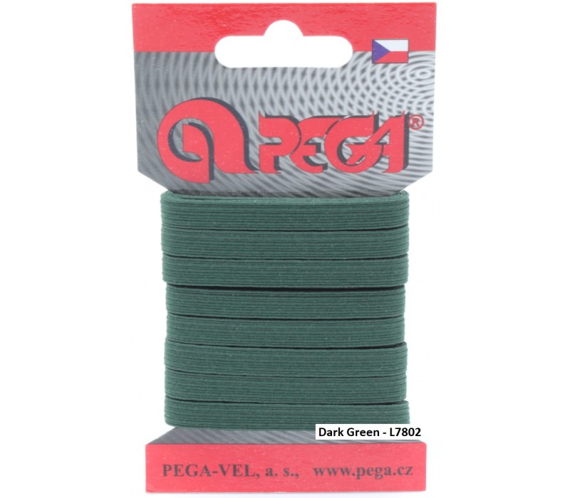 Flat Coloured Elastic - 6.6 mm - 5 m on Card