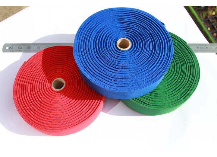 Flat Woven Blue, Green or Red Elastics - 50mm (2")