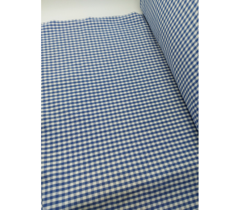 100% Cotton - Medium Weight - Blue Gingham 