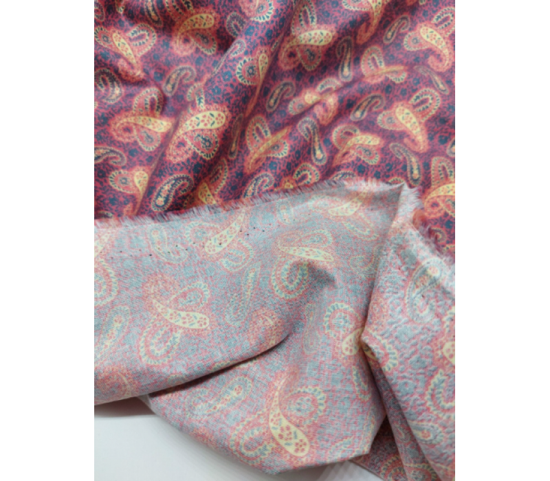 Cotton Fabric, Pink Paisley Pattern