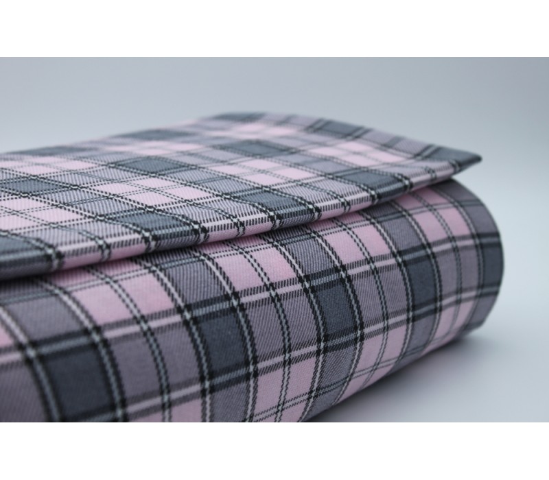 Pink and Light Grey Tartan Fabric