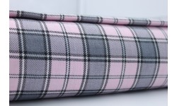 Pink and Light Grey Tartan Fabric