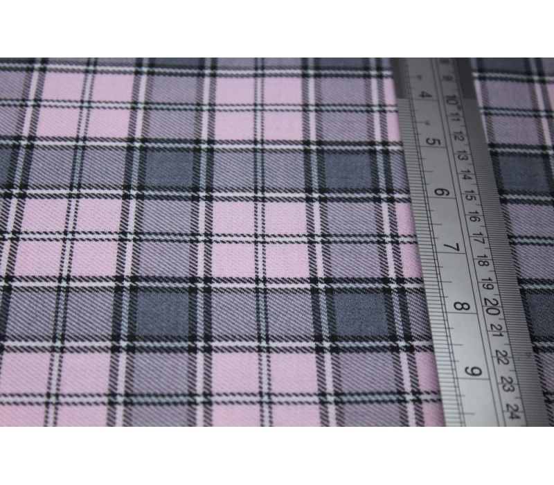 Pink and Light Grey Tartan Fabric