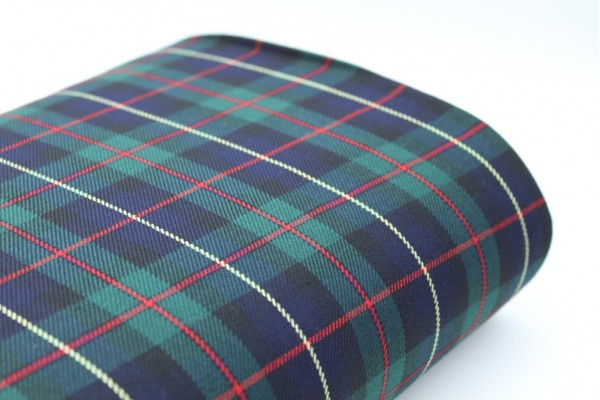 Green Tartan Fabric with Red and Yellow Stripe