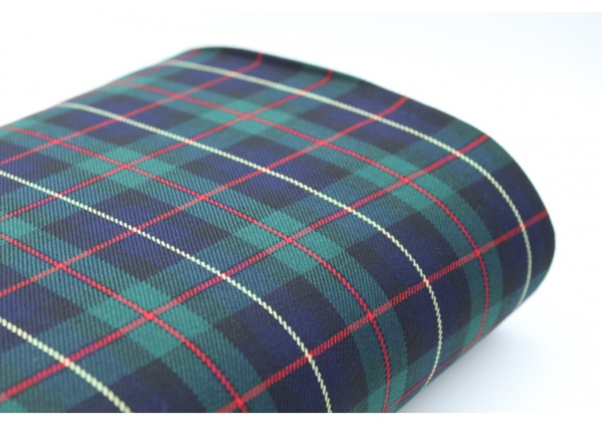 Green Tartan Fabric with Red and Yellow Stripe