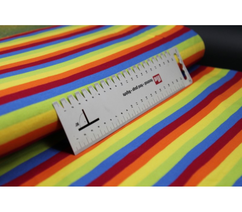 Rainbow Jersey Fabric - 1cm Stripe