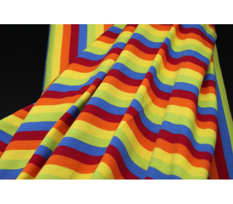 Rainbow Jersey Fabric - 1cm Stripe