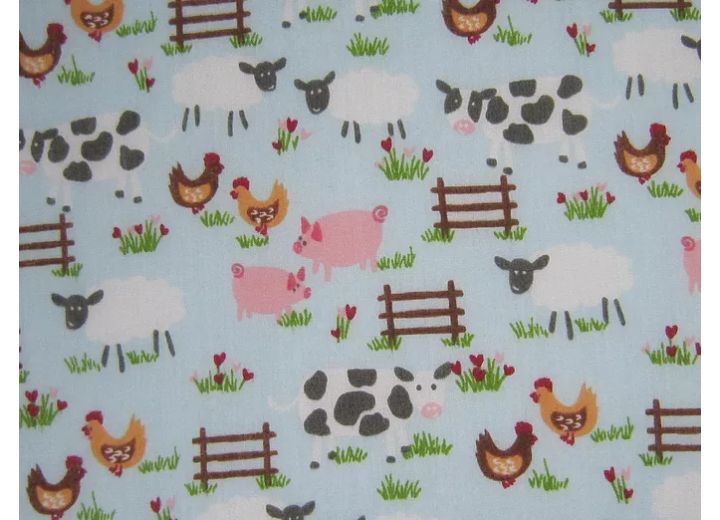 Polycotton Farmyard Fabric - 112cm wide - Colours