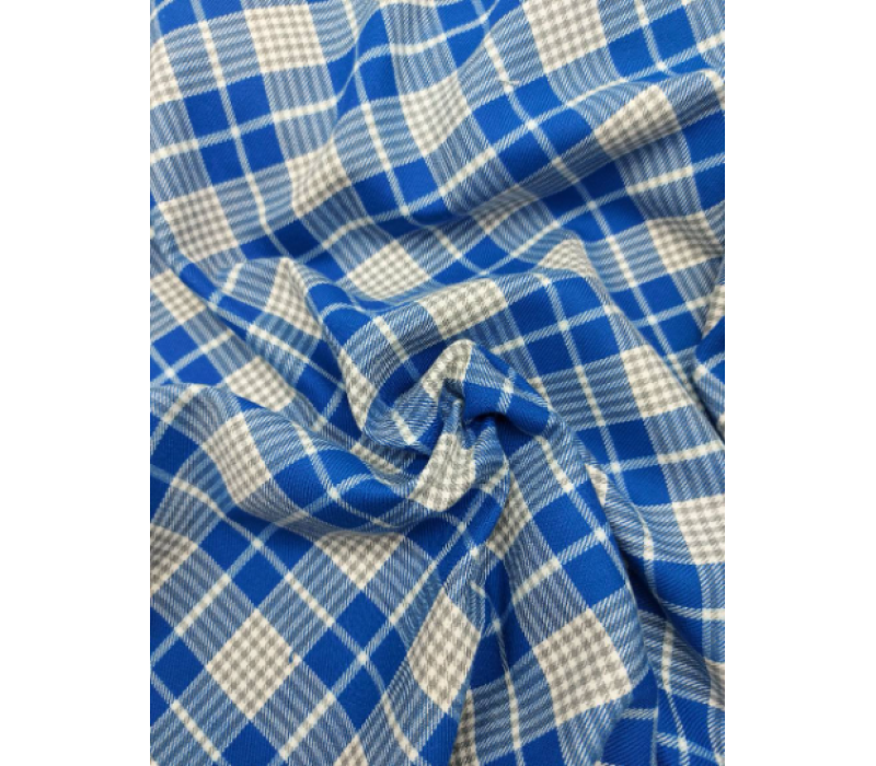 Blue & Grey Tartan Fabric