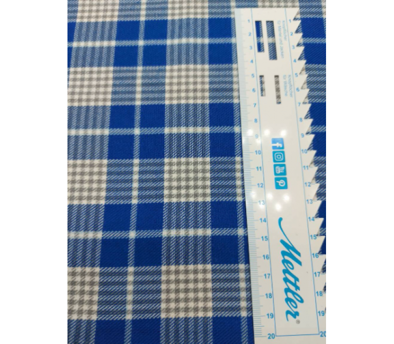 Blue & Grey Tartan Fabric