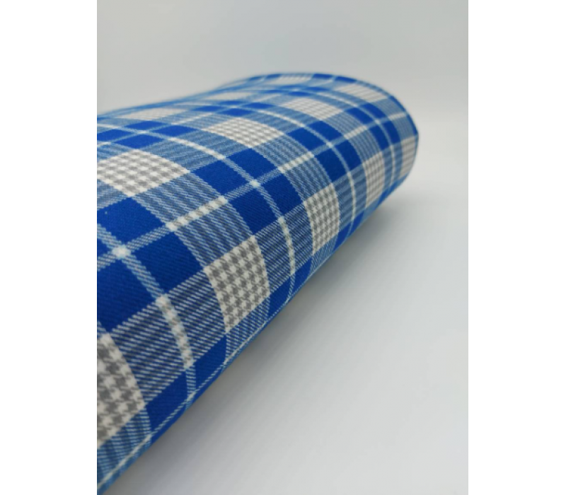 Blue & Grey Tartan Fabric