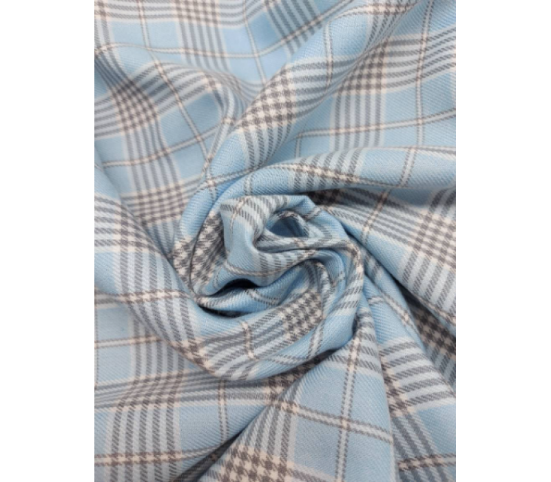 Light Blue and Grey Tartan Fabric