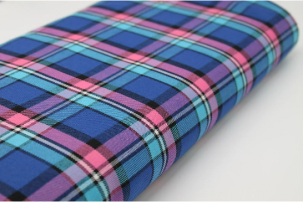 Navy & Pink Tartan Fabric 