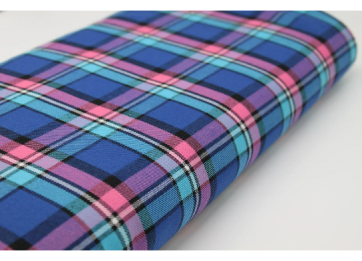 Navy & Pink Tartan Fabric 