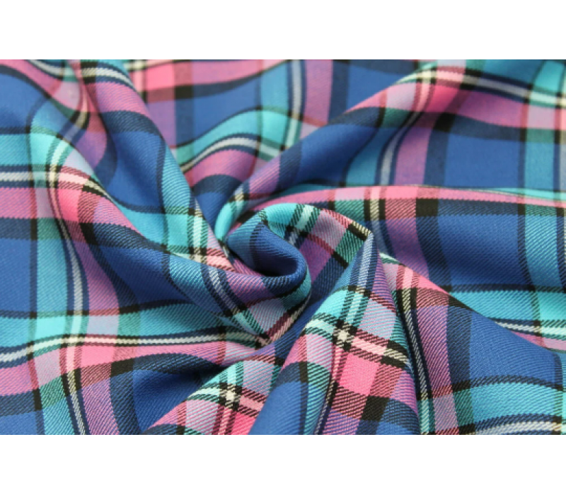 Navy & Pink Tartan Fabric 