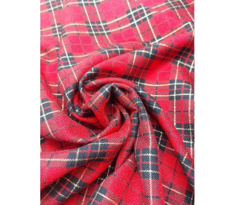 Total Red with Lurex Tartan Fabric