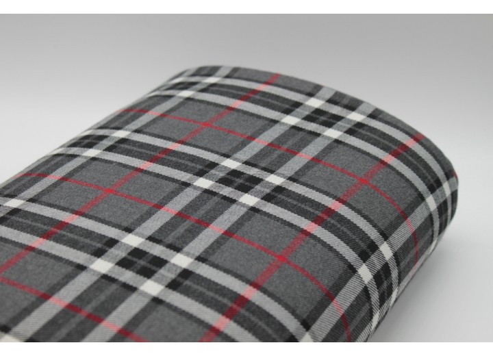 Red and Grey Tartan Fabric