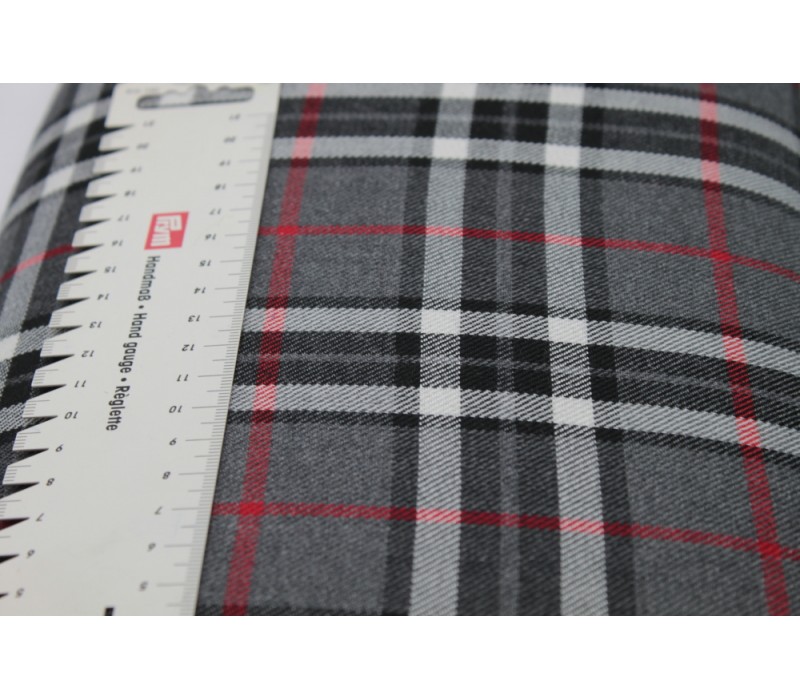 Red and Grey Tartan Fabric