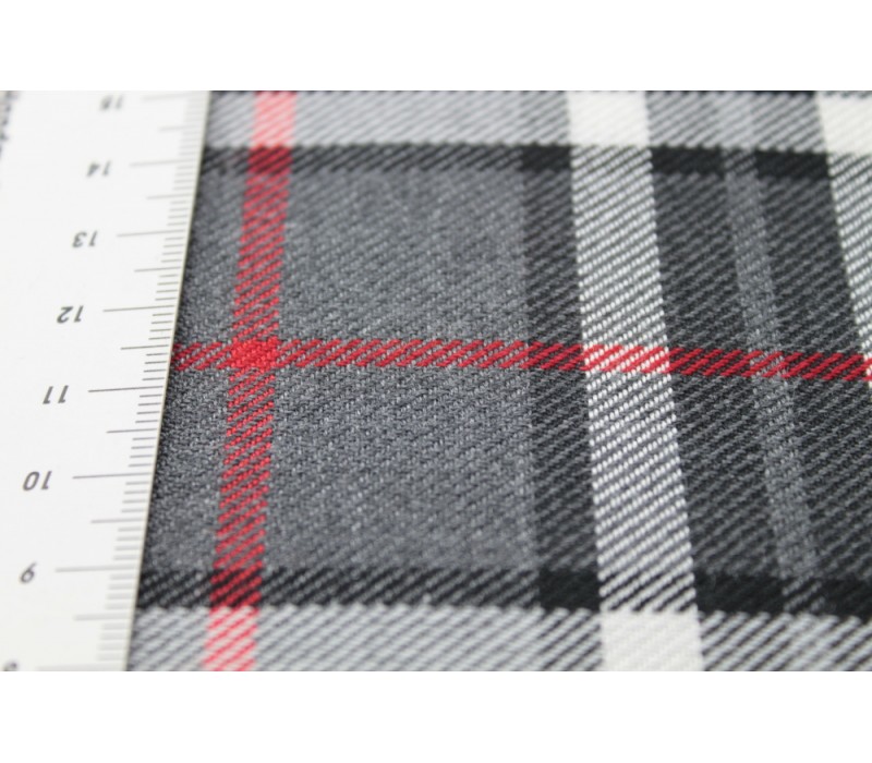 Red and Grey Tartan Fabric