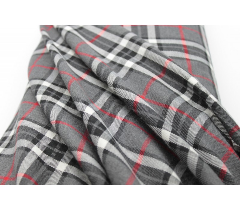 Red and Grey Tartan Fabric