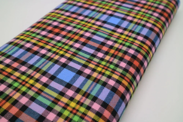 Black Rainbow Tartan Fabric