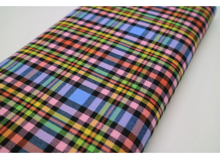 Black Rainbow Tartan Fabric