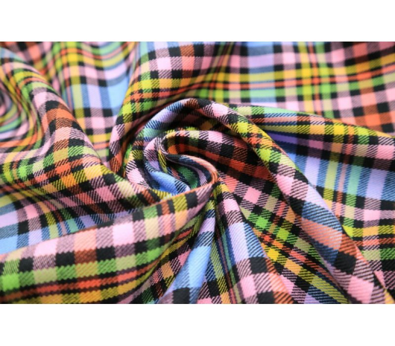 Black Rainbow Tartan Fabric