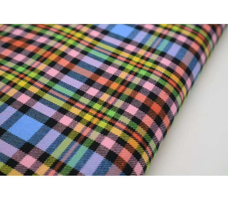 Black Rainbow Tartan Fabric