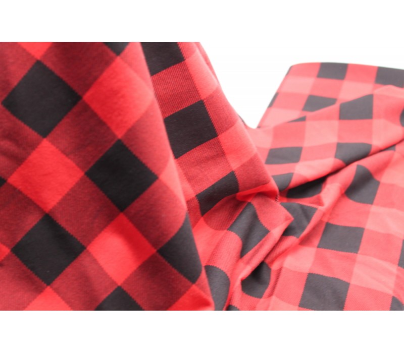 Red + Black Check Jersey Pack -- (Fabric, Rib Knit, Needles, Thread)