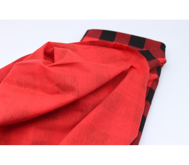 Red + Black Check Jersey Pack -- (Fabric, Rib Knit, Needles, Thread)